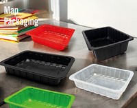 Conteneur alimentaire congelé en plastique PP noir de 5 mm d'épaisseur, personnalisable avec logo, pour emballage de viande et produits frais, origine TR