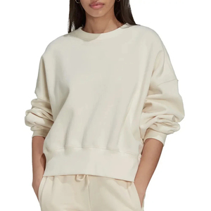 High Street Style 100% Plain Cotton Crewneck Acid Wash Sweatshirt for Women Oversized <b>Drop</b> Shoulder Winter Casual Hoodies - Product Image 5