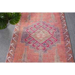 Vintage 3x10ft turc Kilim tapis gras Orange violet Patchwork Design laine matériel Latex support pour entrée couloir 3D - Product Image 5