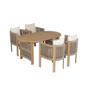 Juego de comedor de madera de eucalipto duradero contemporáneo Diseño de muebles de exterior moderno para hoteles Resorts Espacios de jardín - Product Image 1