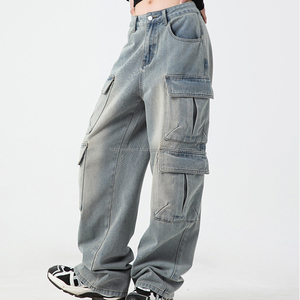 Nouveau Style taille réglable ample jambe droite Denim Baggy pantalon haute rue à la mode jean pour hommes noir Baggy jean - Product Image 4