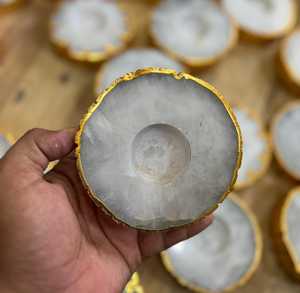 Bán buôn thủ công trắng thạch anh pha lê người giữ ngọn nến chữa bệnh tự nhiên đá tealight đứng cho trang trí nội thất & sử dụng tinh thần - Product Image 1