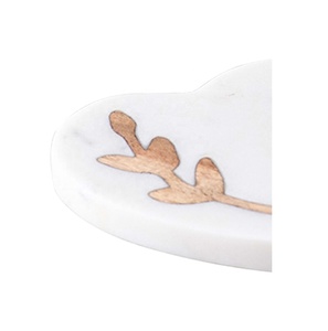 Low MOQ Factory Price Heart Shaped White with <b>Gold</b> Inlay Marble Wood Walnut <b>Coasters</b> Set of 2 Manufacturer Wholesale - Product Image 2