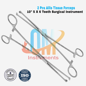 Suministro DE CUIDADO DE LA SALUD 2 uds pinzas de tejido Allis 10 "5X6 dientes instrumento quirúrgico acero inoxidable de alta calidad | Instrumentos OldMed - Product Image 2