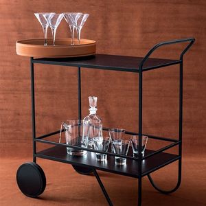 Chariot de service en métal unique avec finition noire adapté aux salons modernes salles à manger familiales et fêtes saisonnières - Product Image 1