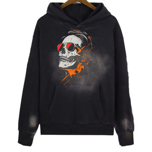 Ensemble sweat-shirt et pantalon de survêtement pour homme sur mesure, délavé à l'acide, 100% coton, strass, fermeture éclair intégrale, taille plus, design surdimensionné, 2025 - Product Image 2