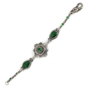 Pulsera de tenis antigua de plata de ley 925 con diamante de corte esmeralda, chapada en rodio, piedra color esmeralda, joyería de perlas doradas - Product Image 2