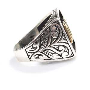 Bague pour homme en argent sterling 925, objet de collection culturel, avec serti clos en forme de bouclier et gravure de bras de la tribu Kay, pour usage quotidien - Product Image 3