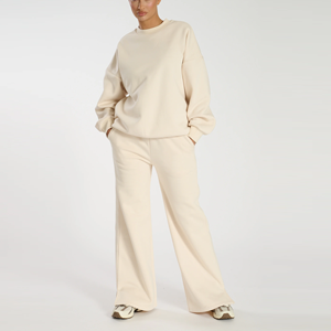 Sweat-shirt en pur coton pour femmes, couleur unie, ample, lourd, tendance pour l'hiver et l'automne, vente en gros, haute qualité - Product Image 1