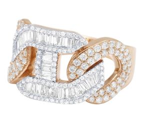 Cuban Style Moissanite Diamond <b>Ring</b> for <b>Men</b> S925 Sterling Silver Baguette & Round Cut Party <b>Ring</b> - Product Image 5