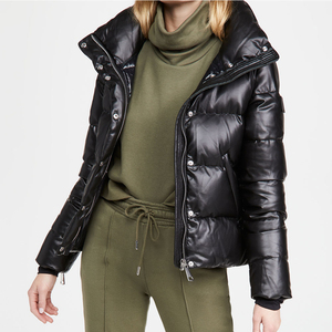 Wholesale Custom Made Black Color Puffer Jacket For <b>Ladies</b> Breathable Fabric Oversize Thick Warm Top Trend Women Puffer Jackets - Product Image 4