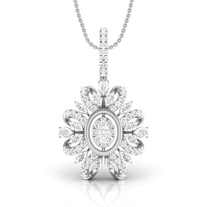 Colgante de Diamante Redondo Brillante con Corte en Flor, 0.62 Ct E-F VVS-VS, Diamante Cultivado en Laboratorio en Oro Sólido de 14K, Regalo de Aniversario de Bodas - Product Image 1
