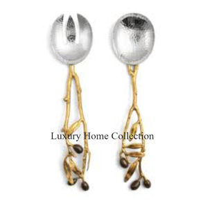 Ensemble de cuillères Spork de forme ronde de luxe couleur argent brillant poli à la main en laiton coulé branche Design poignée ustensiles de cuisine de table - Product Image 1