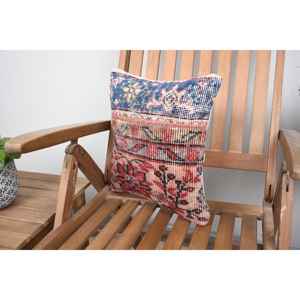 Coussin décoratif en laine multicolore Kilim 18x18 pouces Rustic Accent Woven with Vintage Fluffy Leaves Pattern Decorative Cushion - Product Image 3