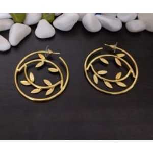 Brass Gold Plated Drop Hoop Stud <b>Earrings</b> with <b>Opal</b> for Wedding - Product Image 3