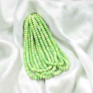 Perles de pierre rondelle lisse opale vert pâle naturelle 7mm 10mm brins de pierres précieuses en vrac fabrication de bijoux en vrac en gros de l'Inde - Product Image 3