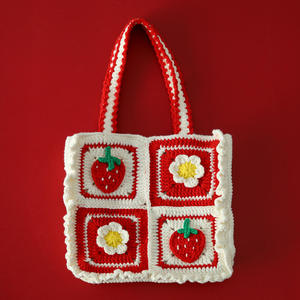 Crochet Pink Grape Fruit Tote Bag Children's <b>Handbag</b> with Cartoon Style Fashionable Accessory Shoulder Bag for Women - Product Image 6