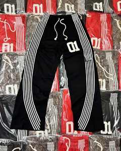 <b>Flare</b> Pants Stripe For <b>Men's</b> Women's Cotton Fleece Winter Wear Stylish Design Patch Distressed Embroidery Track Sweat <b>Trousers</b> - Product Image 2