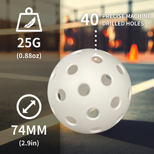 Balles de Pickleball personnalisables de haute qualité Certifié USAPA 40 trous en plastique Sport Training Options de logo personnalisé - Product Image 2