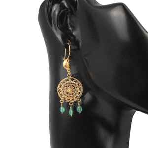 Pendentif motif dôme en or 22K, design filigrane, pierre de la mort, plaqué or rose, idéal pour mariage/fête - Product Image 2