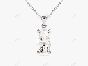 Marquesa-colgante de moissanita para mujer, joya de corte incoloro, collar de regalo de aniversario, colgante de oro sólido solitario, joyería elegante para mujer - Product Image 5