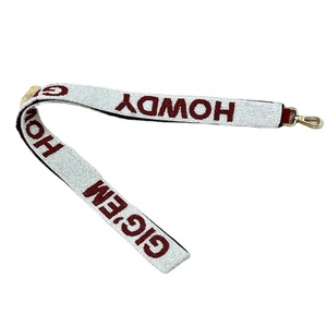 Correa de Bolso Rectangular Estilo Deportivo con Cuentas de Vidrio y Algodón Howdy Gig'Em, Accesorio de Bolso Hecho a Mano para Personalizar - Product Image 1