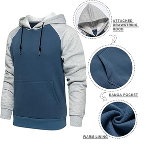 เสื้อฮู้ดสำหรับผู้ชาย เสื้อสเวตเชิ้ตมีฮู้ดแบบสวมหัว มีกระเป๋าแบบคาบอง - Product Image 2