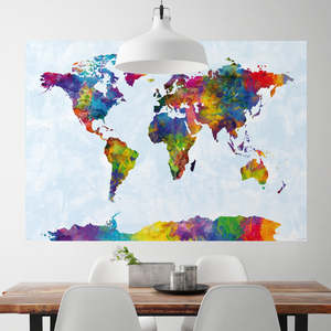 Póster moderno del mapa del mundo en acuarela de Michael Tompsett - Product Image 2
