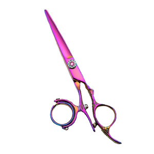 Ensemble professionnel de ciseaux de coupe de cheveux de salon japonais en acier inoxydable anneau pivotant pointu de 6.0 pouces avec poignée prune droitier - Product Image 1