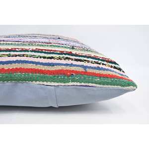 Coussin décoratif tissé en laine multicolore de 28x28 pouces avec motif vintage - Product Image 5