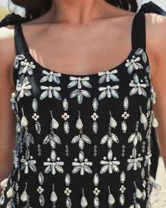 ชุดเดรสสีดำแพลตตินัมประดับด้วยลูกปัดสำหรับงานปาร์ตี้ค็อกเทลด้านหน้าโลโก้ขนาดพิเศษพลาดฟิชเชอร์1920s - Product Image 1