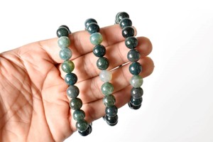 Wholesale Bulk Selling Moss Agate Premium Natural hand Polished 8mm Healing <b>Beaded</b> <b>Bracelet</b> for Meditation Jewelry - Product Image 2
