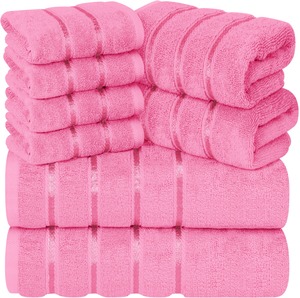 Juego de toallas teñidas antimicrobianas de algodón 600 GSM 100% de lujo de 8 piezas Toallas de playa de baño cuadradas de secado rápido a rayas de viscosa para uso diario - Product Image 2