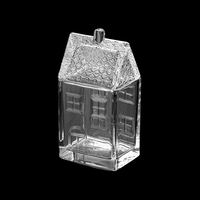 Pot à bougie en verre gaufré en forme de maison avec couvercles en verre pour la décoration de la maison
