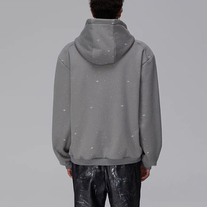 2025 personnalisé noir en gros unisexe broderie partout strass grande taille Streetwear vêtements Boxy pull bases sweats à capuche - Product Image 5