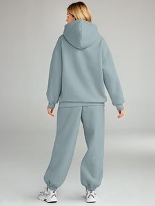 Conjuntos de 2 piezas para mujer, Sudadera con capucha de salón, conjuntos de sudadera de gran tamaño, pantalones de chándal holgados de moda de otoño con bolsillos, chándal - Product Image 3