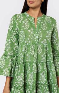 Color sólido Blanco Estampado floral Manga tres cuartos Cuello en V Mujeres Ruffle Diseñador Mini Vestido corto para la ocasión - Product Image 3