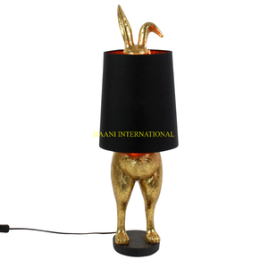 Creative Metal <b>Gold</b> Rabbit Table <b>Lamp</b> with <b>Black</b> Fabric Shade Modern Decorative Lighting for Living Room Bedroom Hotel Decor - Product Image 1