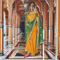 Nouvelle Collection : Ensemble Salwar Kameez de Luxe pour Mariages et Soirées, Style Bollywood Punjabi Patiyala, en Faux Georgette Brodé et Dentelle