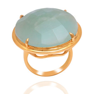 Anillos de Boda de Plata de Ley 925 Chapados en Oro, Fabricados Directamente, con Piedra Preciosa Natural de Amazonita, para Fiesta, Nuevo - Product Image 2