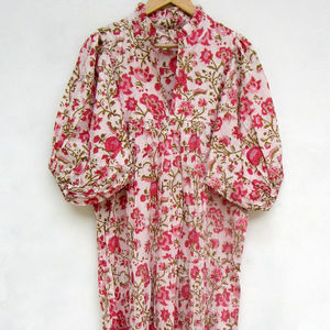 Indian Cotton Hand Block Print Free Size Long Dress <b>Kaftan</b> for Women's Casual Wear Dress Plus Size <b>Summer</b> Clothing Maxi Dresses - Product Image 1