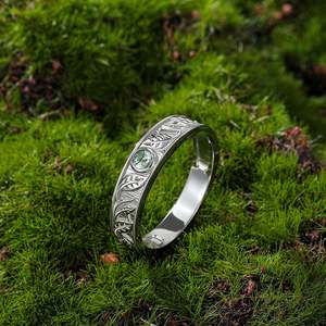 Bague de mariage pour homme Jeulia en agate mousse feuille – Pierre naturelle taille marquise, bijoux fins géométriques style bohème - Product Image 4
