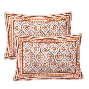Orange <b>Floral</b> Cotton <b>Bed</b> <b>Sheets</b> with 2 Pillow Covers (3 Pieces) - Product Image 3