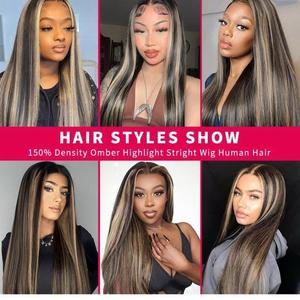 Dégagement 18 "22" 24 "<span class=keywords><strong>32</strong></span>" 180% Densité Balayge Highlight 13*4 Body Wave/Perruque avant en dentelle transparente droite soyeuse - Product Image 6
