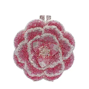 High Quality Mother Day Gift 3d Flower Rose Rhinestone Diamond Bag Girls And Woman Wedding Evening Bag