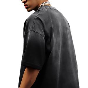 Streetwear 100% algodón pesado 250 Gsm de gran tamaño logotipo personalizado Streetwear Vintage Sun Faded ácido lavado camiseta para hombres - Product Image 2