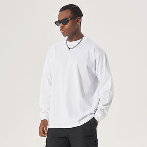 Camiseta extragrande de manga larga personalizada de algodón para hombre, hombro caído con patrón sólido, estampado Digital, manga larga, venta al por mayor - Product Image 6