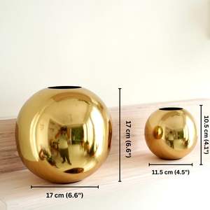 Metal Ball Round Flower <b>Vase</b> for <b>Gold</b> Finished Table Decorative <b>Vase</b> for Bedroom Living Room Office Wedding - Product Image 3