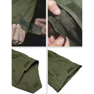 Veste en toile pour homme de qualité supérieure, couleur vert olive, fermeture à boutons en corne, quatre poches sur le devant, coupe-vent, séchage rapide, respirante - Product Image 2