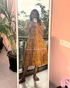 Vestido Maxi acampanado con estampado bohemio Vintage para mujer, mangas abullonadas largas a la moda, Floral de verano para viajes, ropa de calle - Product Image 1